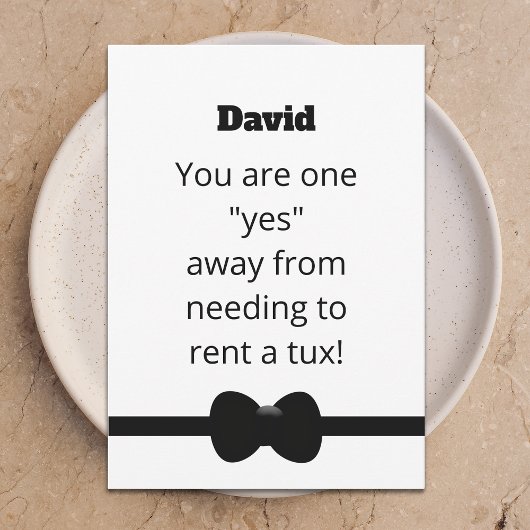 Invitation Funny Tux Will You Be My Usher Digital Card