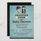 Invitation Funny Twins Pacifier Posse Baby shower occidental (Devant / Derrière)