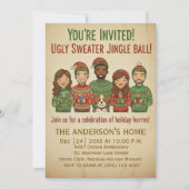 Invitation Funny Ugly Sweater Jingle Ball Retro Christmas  (Devant)