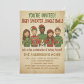 Invitation Funny Ugly Sweater Jingle Ball Retro Christmas  (Debout devant)