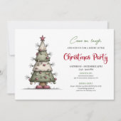 Invitation Funny watercolor tree minimalist holiday invite (Devant)