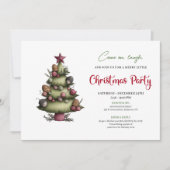 Invitation Funny Whimsical Christmas Tree Festive Celebration (Devant)