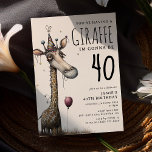 Invitation Funny Whimsical Giraffe Adulte Anniversaire<br><div class="desc">Celui-ci est pour l'esprit aventurier avec un os drôle ! "Tu as un GIRAFFE, je vais l'être (ajoutez l'âge). Funny Adult Birthday Invitation (Invitation pour l'anniversaire d'un adulte) présente une illustration hilarante d'une girafe avec un casquette de fête et un ballon - une image qui va sûrement craquer même les...</div>