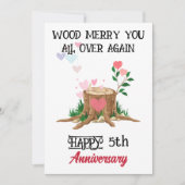 Invitation Funny Wood Anniversary Card de Femme, 5e Mariage (Devant)