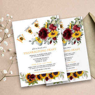 Invitation Funny WTF Sunflowers Bourgogne Thanksgiving Fête