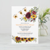 Invitation Funny WTF Sunflowers Bourgogne Thanksgiving Fête (Debout devant)