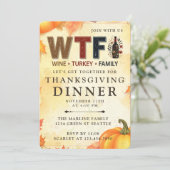Invitation Funny WTF Wine Turkey Family Thanksgiving (Debout devant)