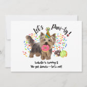 Invitation Funny Yorkshire Terrier Chien Donuts Anniversaire (Devant)