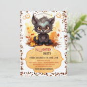 Invitation Funny Young Werewolf et Citrouille Aquarelle (Debout devant)
