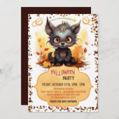 Invitation Funny Young Werewolf et Citrouille Aquarelle (Devant / Derrière)