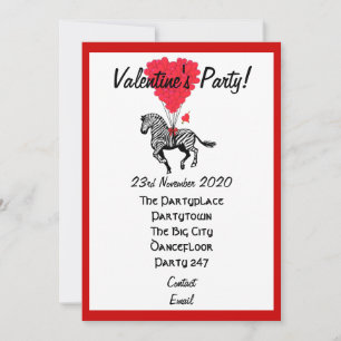 Invitation Funny zèbre valentines fête