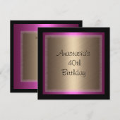 Invitation Fuschia Bronze Glamor sur le Black 40e anniversair (Devant / Derrière)