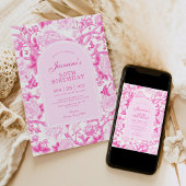 Invitation Fuschia Chinoiserie Jardin Floral 50e Anniversaire