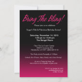 Invitation Fuschia de l'anniversaire | d'étincelle (Dos)