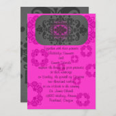 Invitation Fuschia et mariage gris (Devant / Derrière)