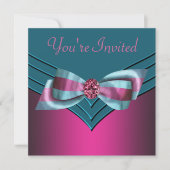 Invitation Fuschia Hot Pink Turquoise Blue All Occasion Party (Devant)
