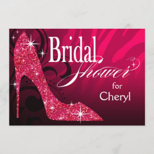 Invitation Fuschia stylet de Fête de la mariée de zèbre de