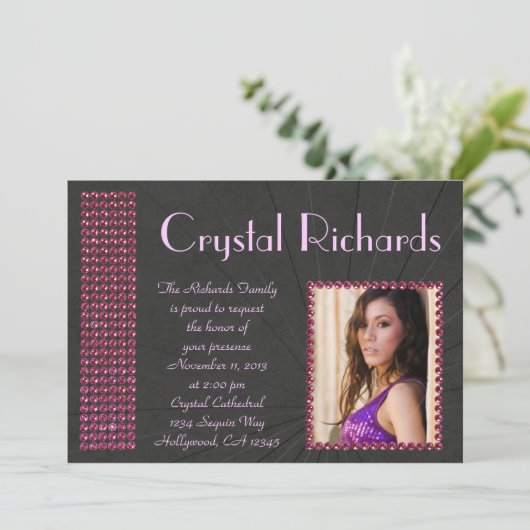 Invitation Fuscia Bling (Debout devant)