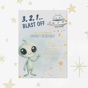 Invitation Fusée Envolez-Vous Dans L'espace Garçons Troisième