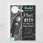 Invitation FUSÉE POUR LA LUNE Baby Shower Espace (Devant)