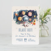 Invitation Fusée spatiale pour 1er anniversaire (Debout devant)