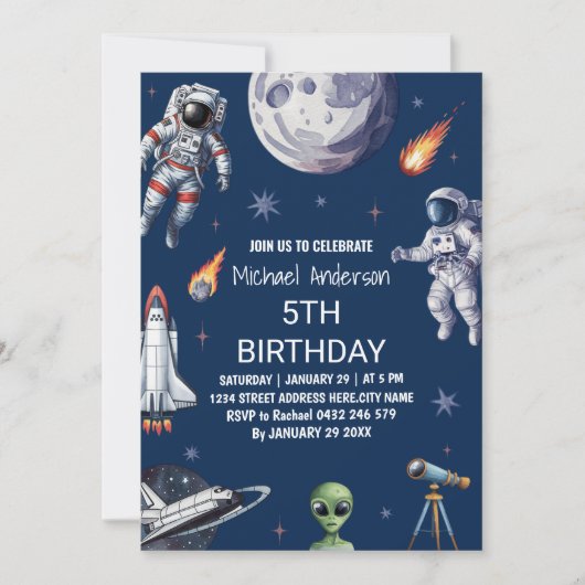 Invitation Fusées branchées vaisseau spatial planète Galaxy A (Devant)
