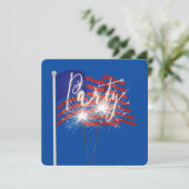 Invitation Fusées d'artifice sur le drapeau américain (Debout devant)