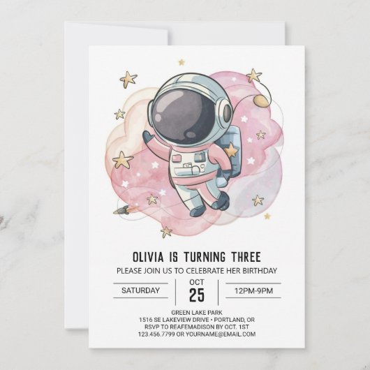 Invitation Fusées Whimsy Anniversaire de l'astronaute Whimsy (Devant)