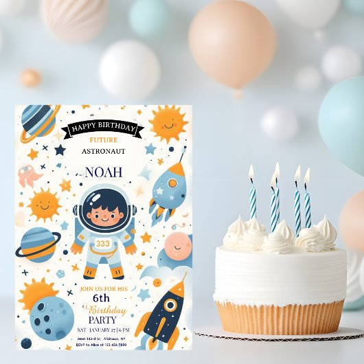 Invitation Futur anniversaire d'astronaute spatial