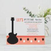Invitation Futur Baby shower Rocker rose (Debout devant)