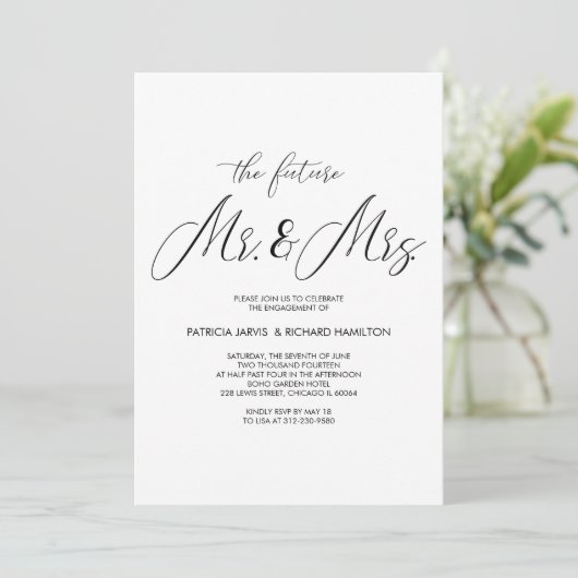 Invitation Futur M & Mme Engagement Party Script chic (Debout devant)