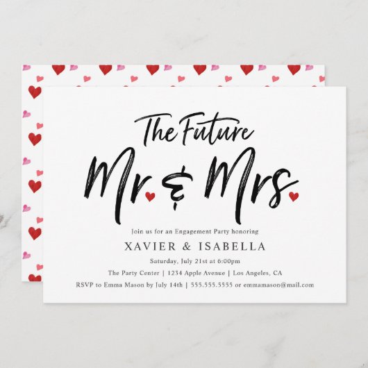Invitation Futur manuscrit M. & Mme Engagement Party (Devant / Derrière)