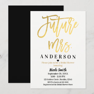 Invitation Futur mariage de Mme Papier d'Or Mariage Moderne S