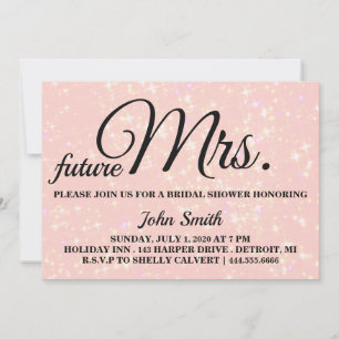 Invitation Futur Mme Fête de mariage avec paillettes