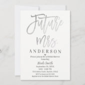 Invitation Futur Mme Silver Mariage Script Shower de Fiançail (Devant)