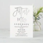 Invitation Futur Mme Silver Mariage Script Shower de Fiançail (Debout devant)