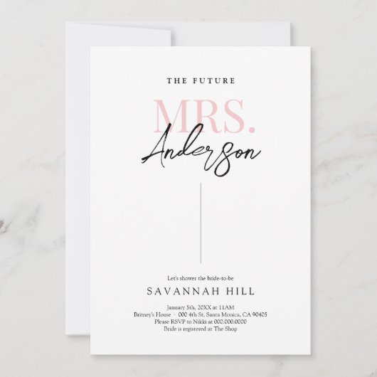 Invitation Futur Mme Simple Moderne Douche nuptiale Invitatio (Devant)