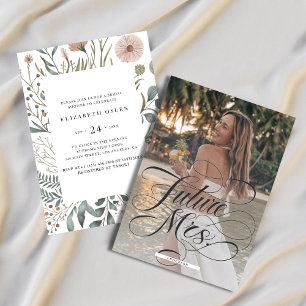 Invitation Futur Mme Watercolor Fête des mariées florale Phot
