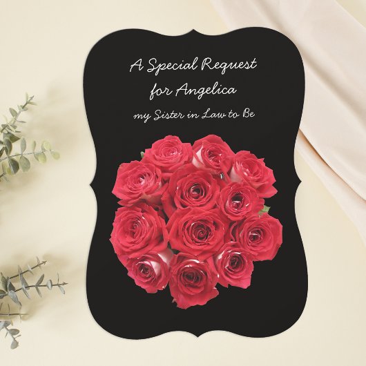 Invitation Futur soeur en droit Bridesmaid Red Roses