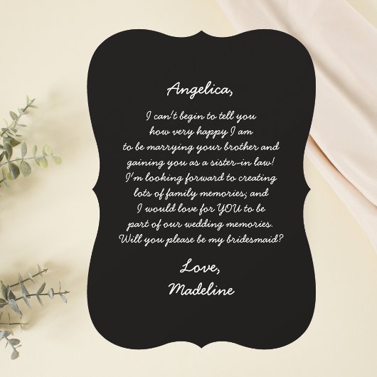 Invitation Futur soeur en droit Bridesmaid Red Roses