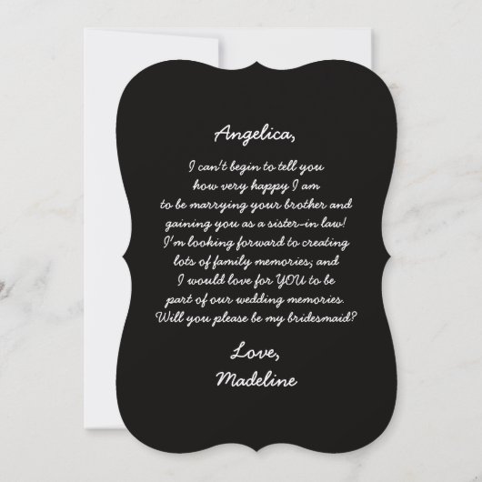 Invitation Futur soeur en droit Bridesmaid Red Roses (Dos)