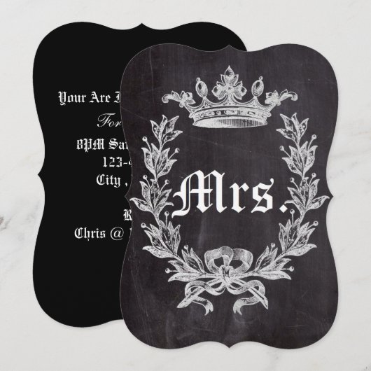 Invitation future épouse Mme chalkboard douche nuptiale (Devant / Derrière)