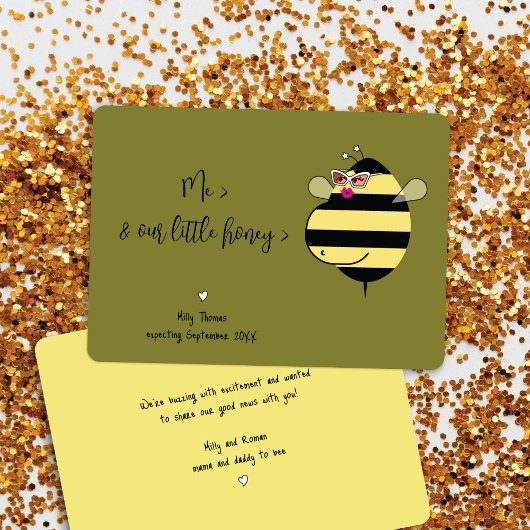 Invitation Future maman abeille avec lunettes Annonce de gros