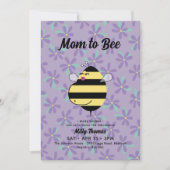 Invitation Future Maman Abeille Fête de Bébé Florale Violette (Devant)