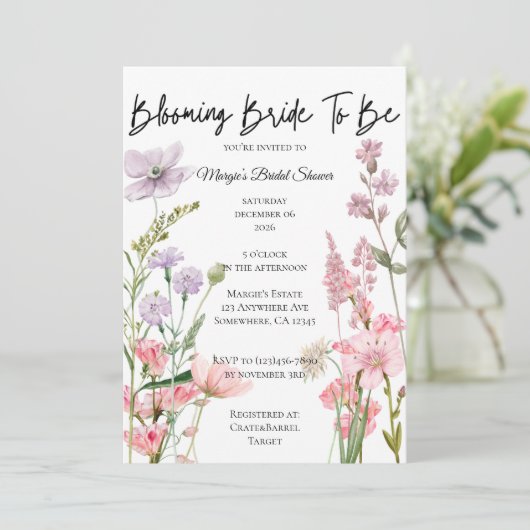 Invitation Future Mariée en Fleur (Debout devant)