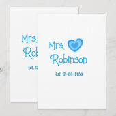 Invitation Future mariée Mme ajouter nom date aquarelle cœur  (Devant / Derrière)