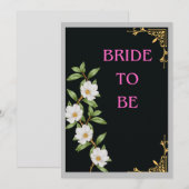 INVITATION "FUTURE MARIÉE" NUIT DE MARIAGE FLEURALE NOIR FONC (Devant / Derrière)