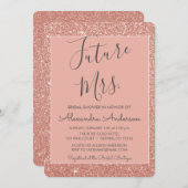 Invitation Future Mme, Rose Fête des mariées de Parties scint (Devant / Derrière)