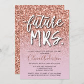 Invitation Future Mme Rose Gold Parties scintillant Fête de l (Devant / Derrière)