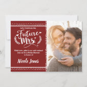 Invitation FUTURE MRS. Photo de Fête des mariées rouge canneb (Devant)